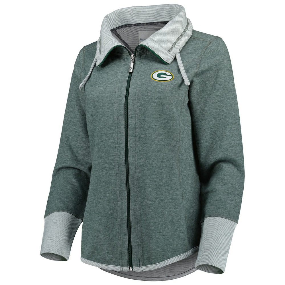 Green Bay Packers Women's Sport Sun Fade Full-Zip Sweatshirt Heathered Green | Tommy Bahama