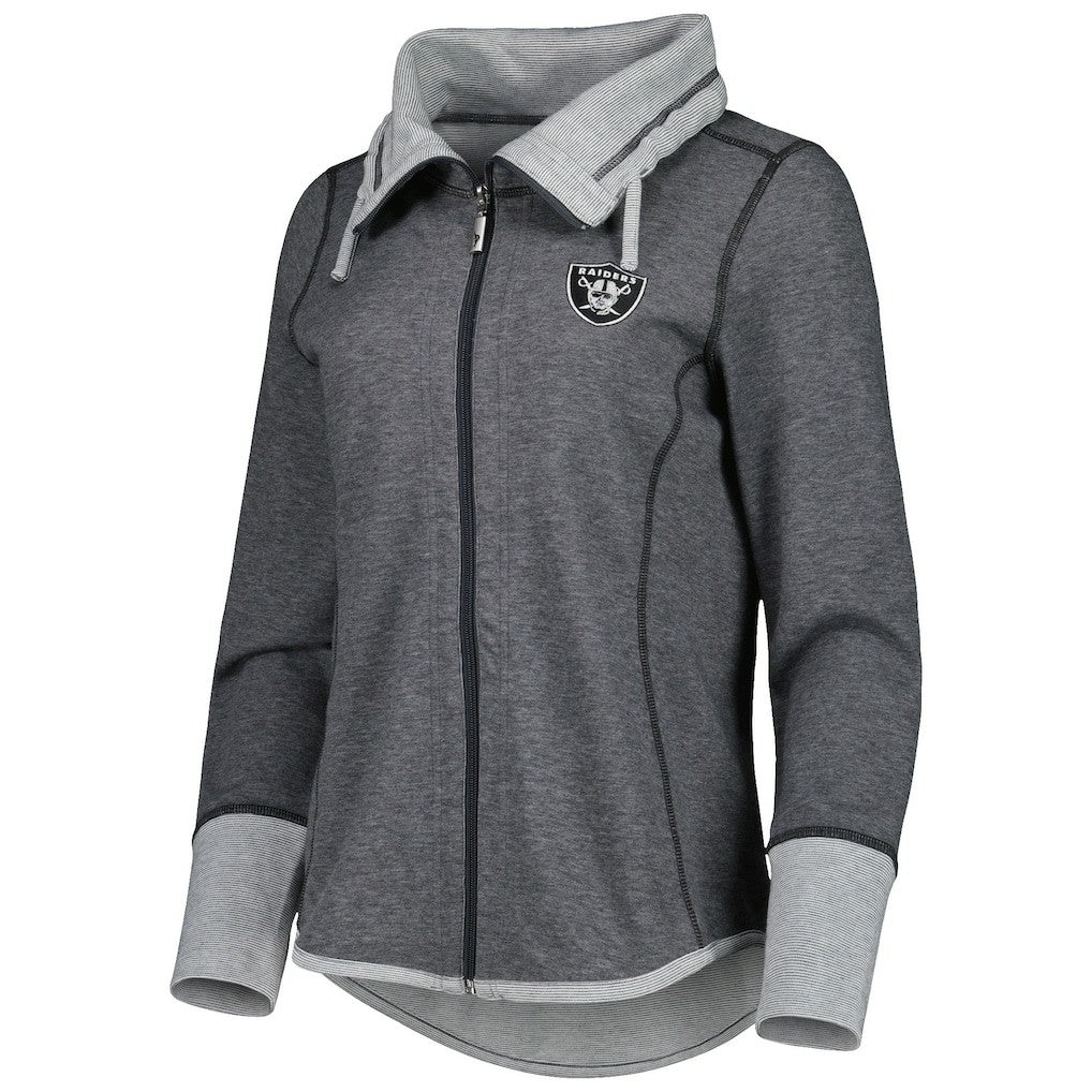 Las Vegas Raiders Women's Sport Sun Fade Full-Zip Sweatshirt Heathered Black | Tommy Bahama