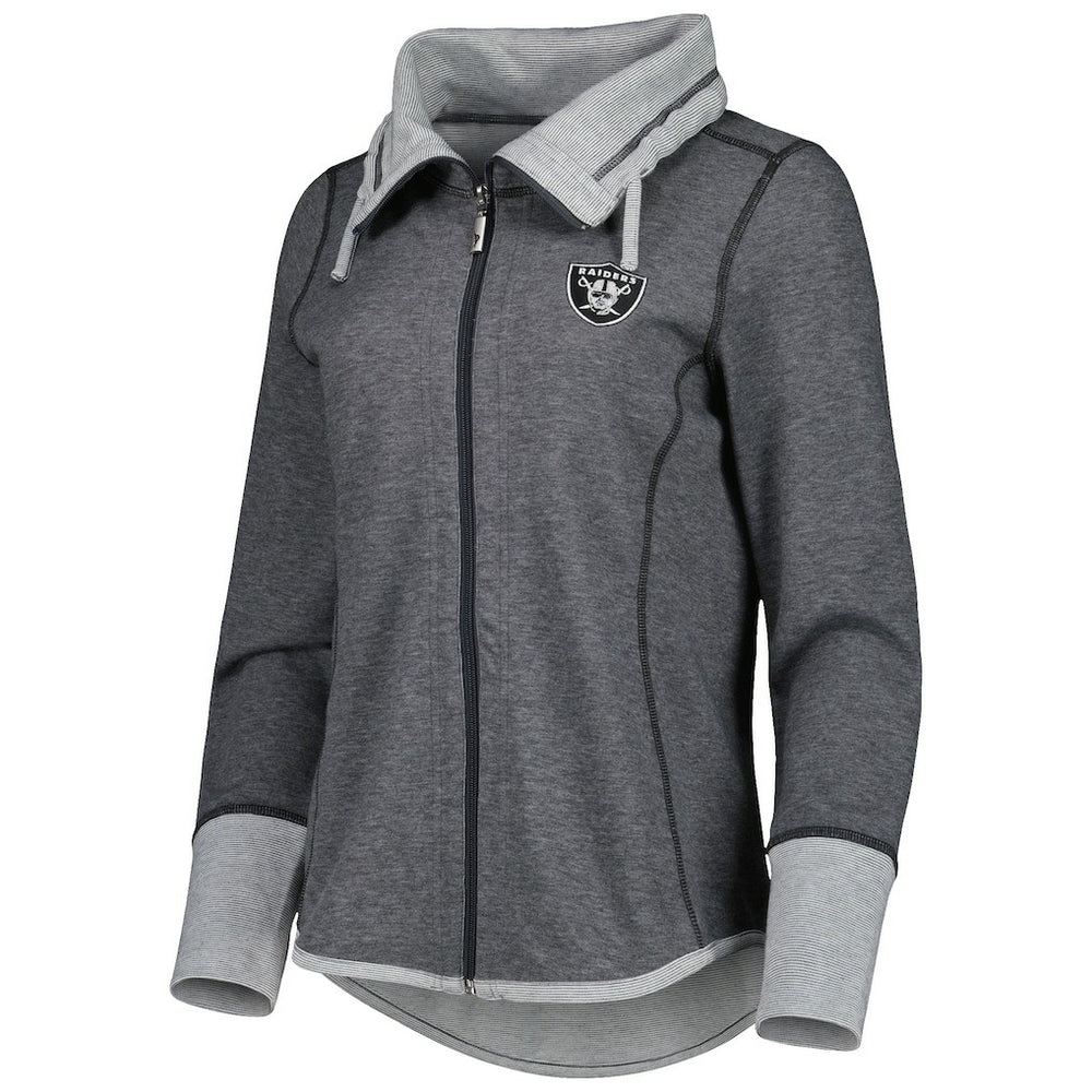 Las Vegas Raiders Women's Sport Sun Fade Full-Zip Sweatshirt Heathered Black | Tommy Bahama