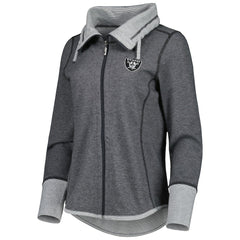 Las Vegas Raiders Women's Sport Sun Fade Full-Zip Sweatshirt Heathered Black | Tommy Bahama