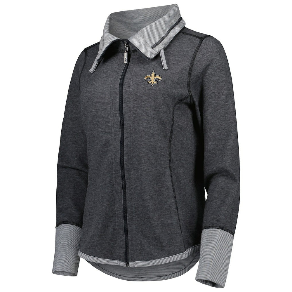 New Orleans Saints Women's Sport Sun Fade Full-Zip Sweatshirt Heathered Black | Tommy Bahama