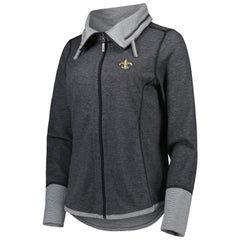 New Orleans Saints Women's Sport Sun Fade Full-Zip Sweatshirt Heathered Black | Tommy Bahama