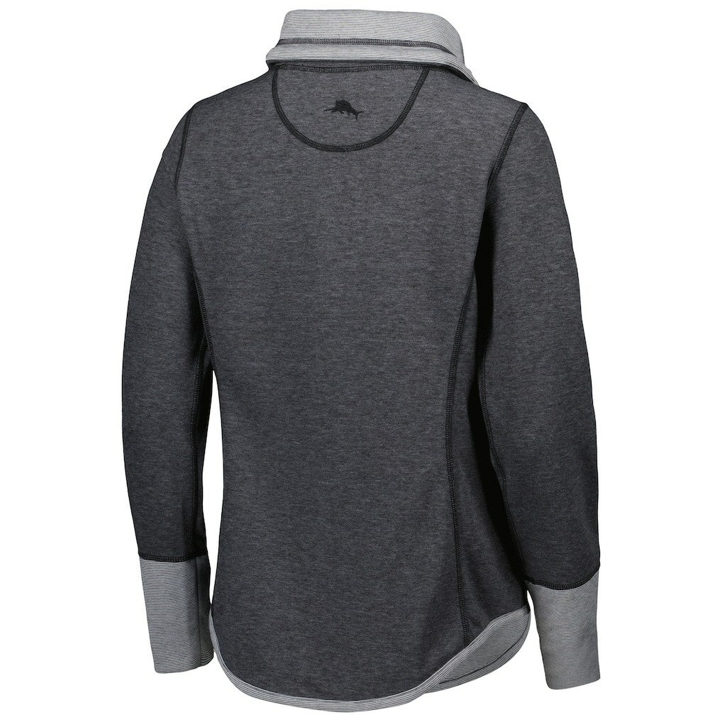 New Orleans Saints Women's Sport Sun Fade Full-Zip Sweatshirt Heathered Black | Tommy Bahama