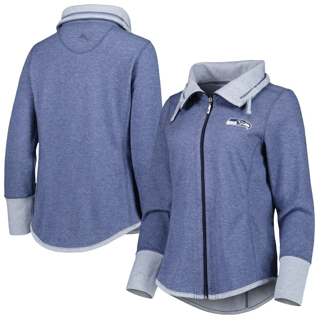 Seattle Seahawks Women's Sport Sun Fade Full-Zip Sweatshirt Heathered College Navy | Tommy Bahama
