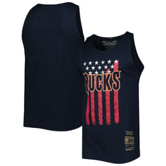Milwaukee Bucks Hardwood Classics Americana Stars and Stripes Tank Top Navy - NBA