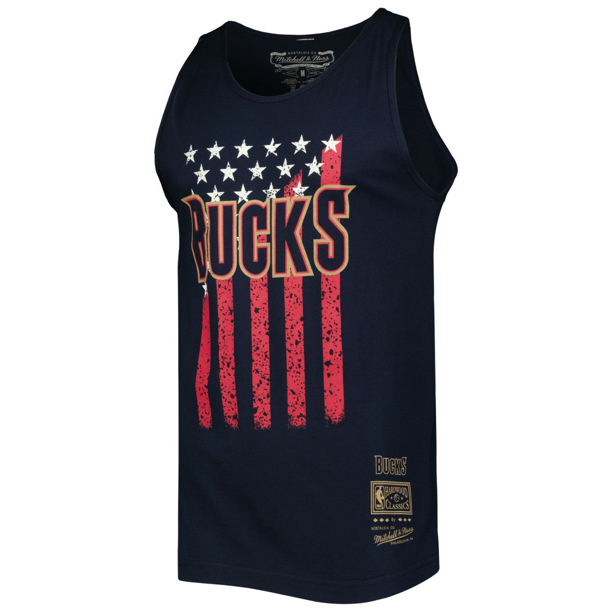 Milwaukee Bucks Hardwood Classics Americana Stars and Stripes Tank Top Navy - NBA