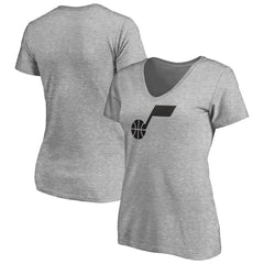 Utah Jazz Women's Primary Team Logo V-Neck T-Shirt Heathered Gray - NBA
