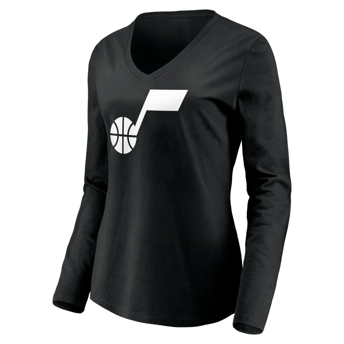 Utah Jazz Women's Primary Logo Team Long Sleeve V-Neck T-Shirt Black - NBA