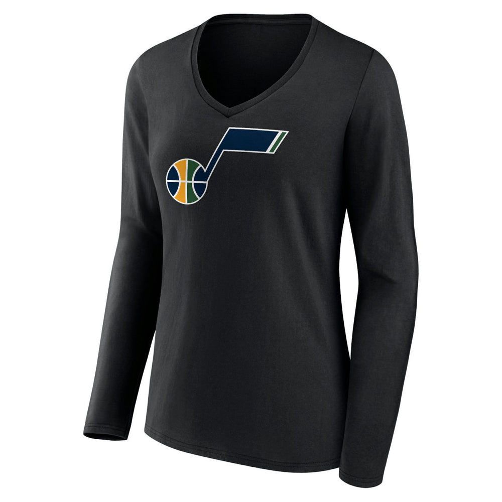 Utah Jazz Women's Primary Logo Team Long Sleeve V-Neck T-Shirt Black - NBA