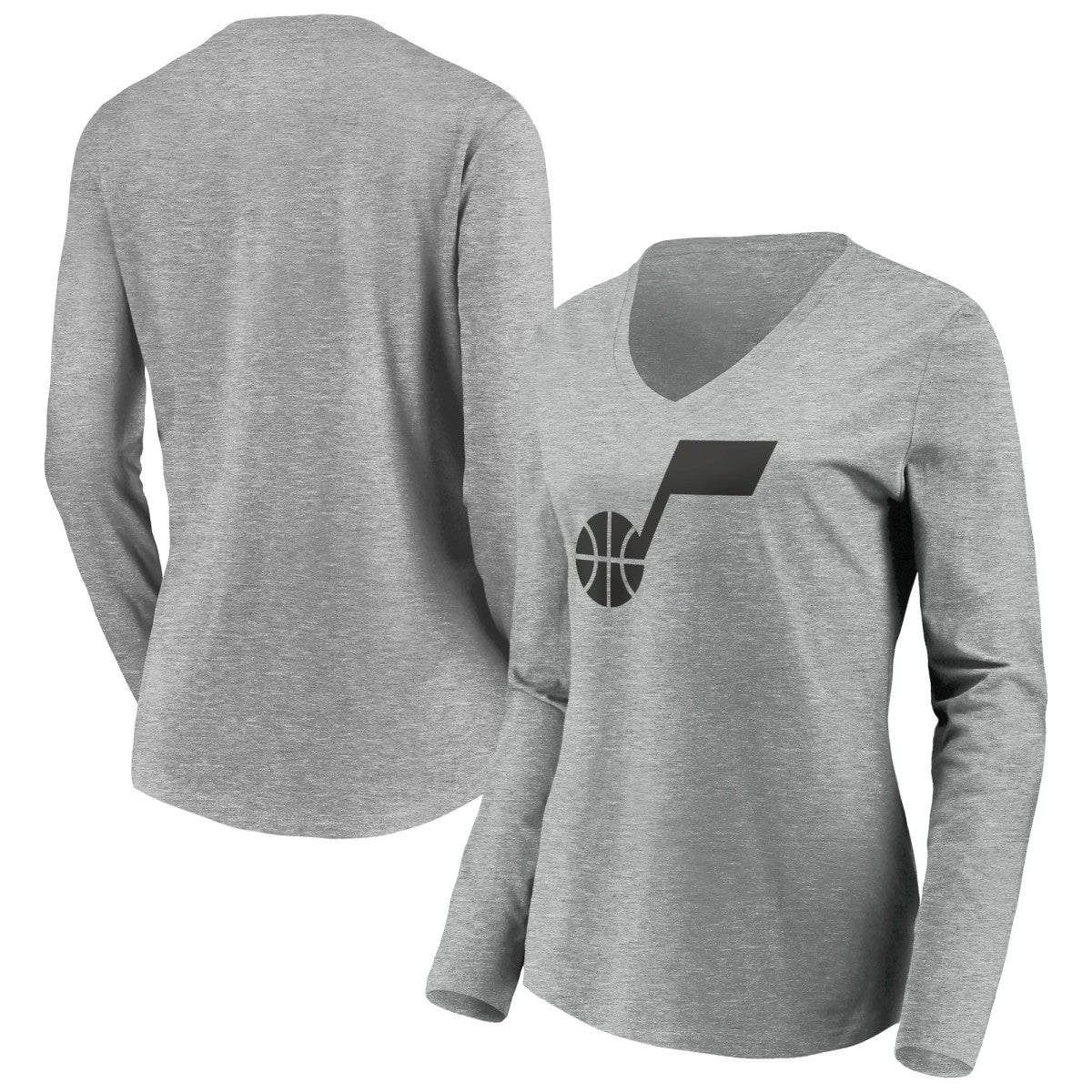 Utah Jazz Women's Primary Logo Team Long Sleeve V-Neck T-Shirt Heathered Gray - NBA