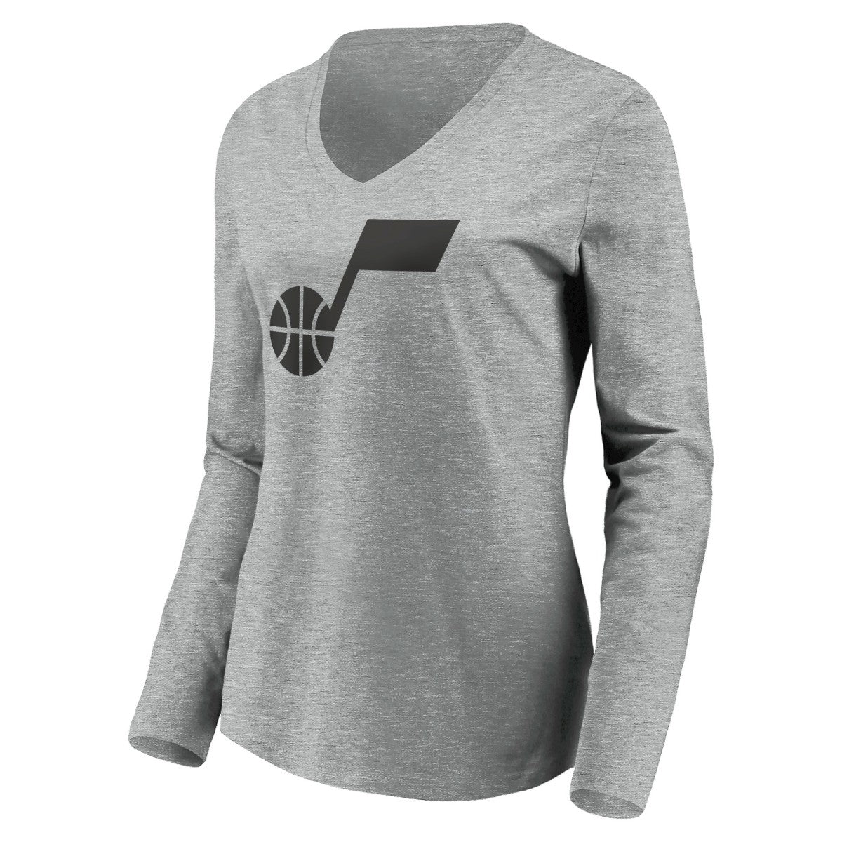 Utah Jazz Women's Primary Logo Team Long Sleeve V-Neck T-Shirt Heathered Gray - NBA
