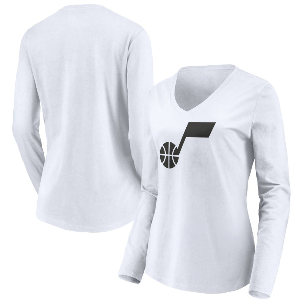 Utah Jazz Women's Primary Logo Team Long Sleeve V-Neck T-Shirt White - NBA