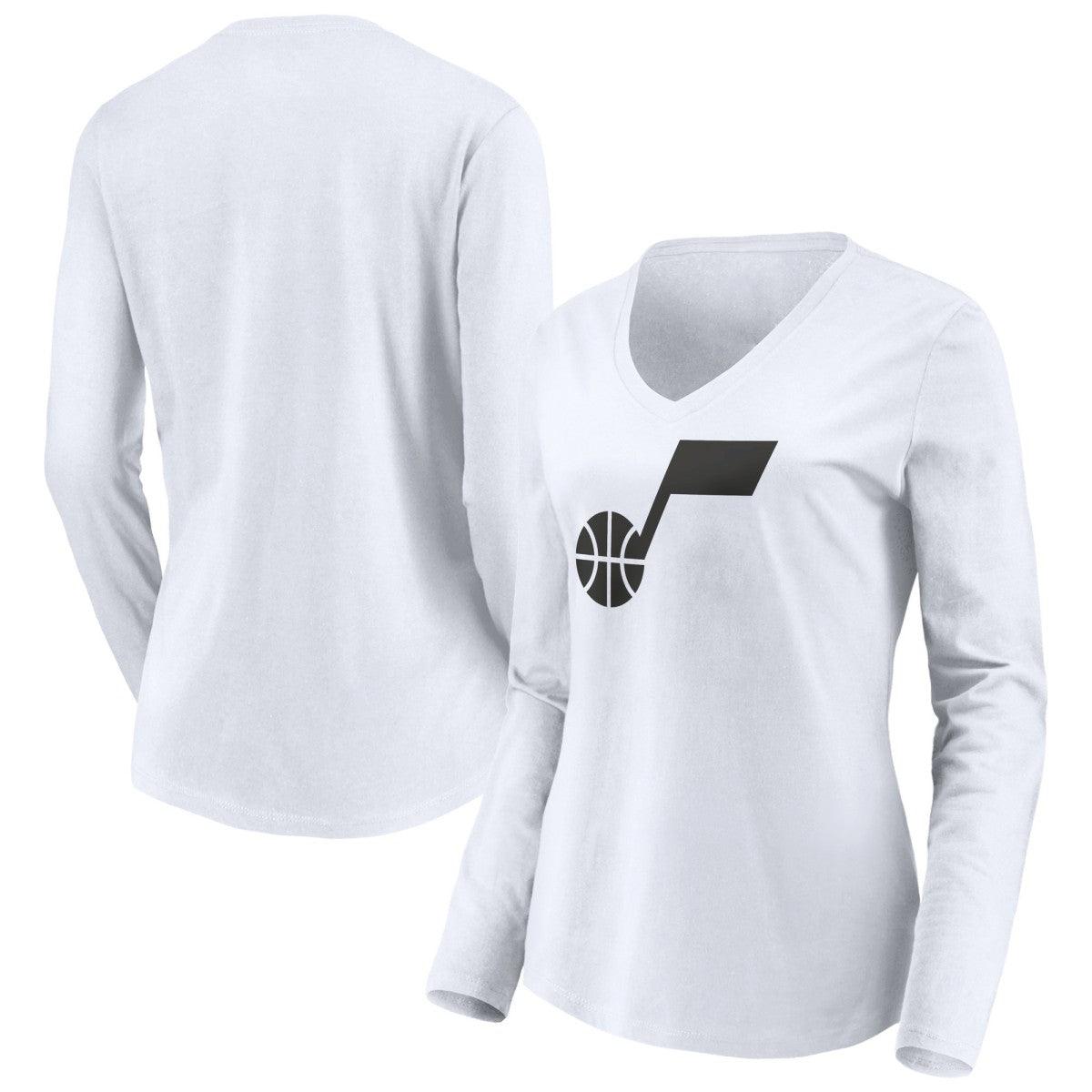 Utah Jazz Women's Primary Logo Team Long Sleeve V-Neck T-Shirt White - NBA