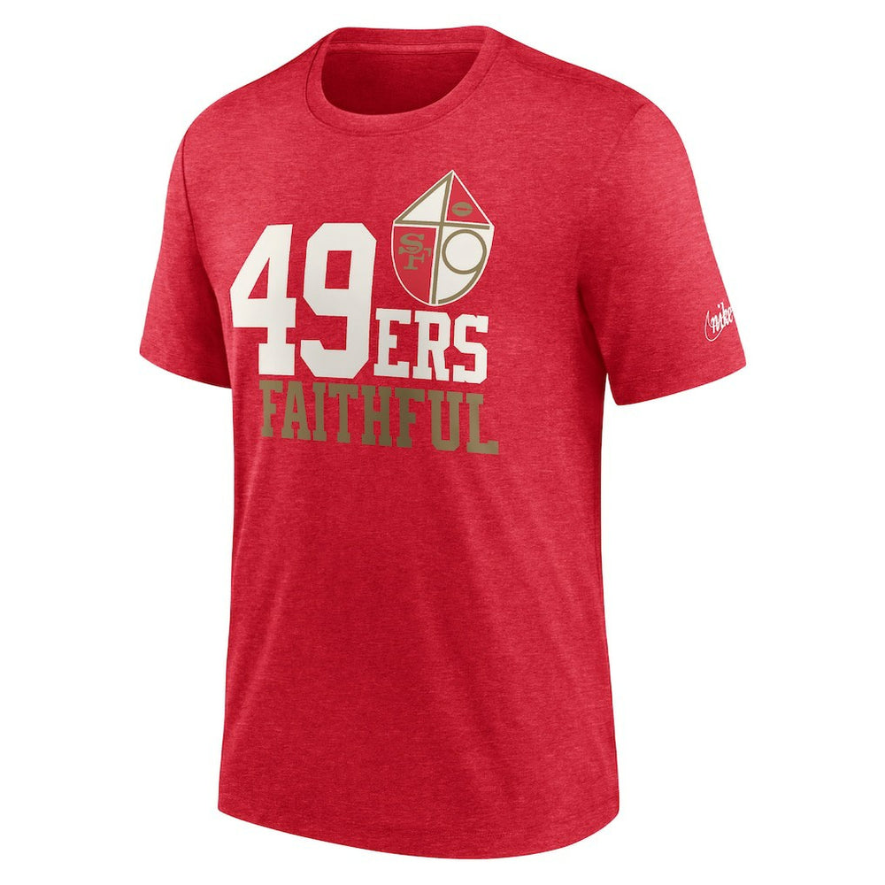 San Francisco 49ers Local Tri-Blend T-Shirt Heather Scarlet | Nike for Sale