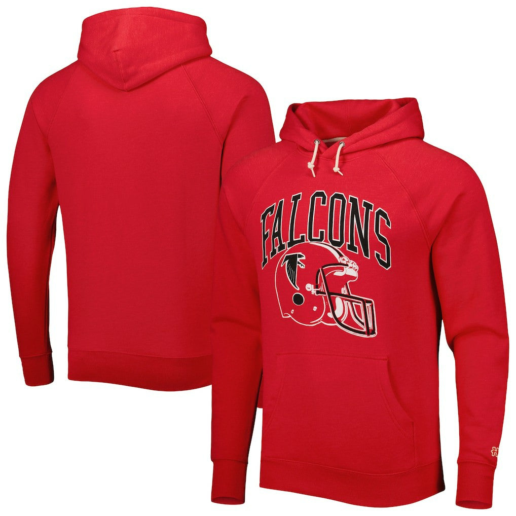 Atlanta Falcons Homage Retro Helmet Tri-Blend Raglan Pullover Hoodie Red | NFL