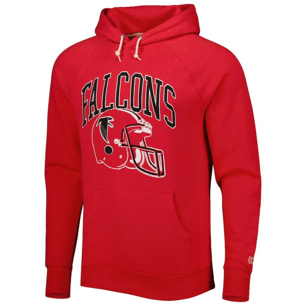 Atlanta Falcons Homage Retro Helmet Tri-Blend Raglan Pullover Hoodie Red | NFL