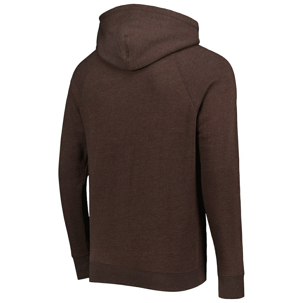 Cleveland Browns Homage Retro Helmet Tri-Blend Raglan Pullover Hoodie Brown | NFL