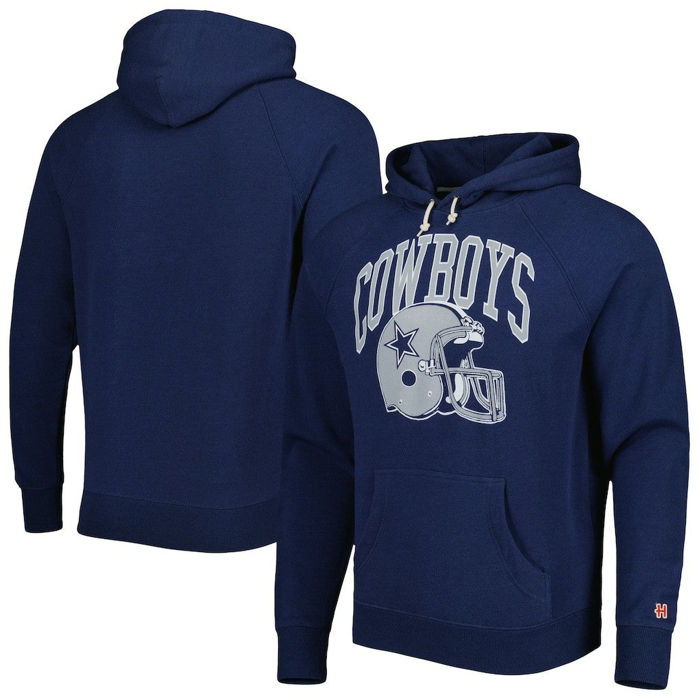 Dallas Cowboys Homage Retro Helmet Tri-Blend Raglan Pullover Hoodie Navy | NFL