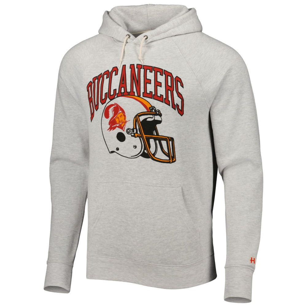 Tampa Bay Buccaneers Homage Retro Helmet Tri-Blend Raglan Pullover Hoodie Ash | NFL