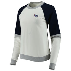 Tennessee Titans Antigua Women's Avenue Raglan Pullover Sweatshirt Cream/Navy | NFL