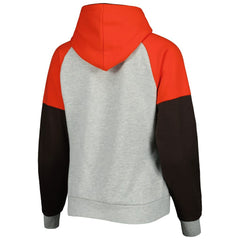 Cleveland Browns Antigua Women's Lightweight Jackpot Raglan Half-Zip Pullover Hoodie Heather Gray | NFL