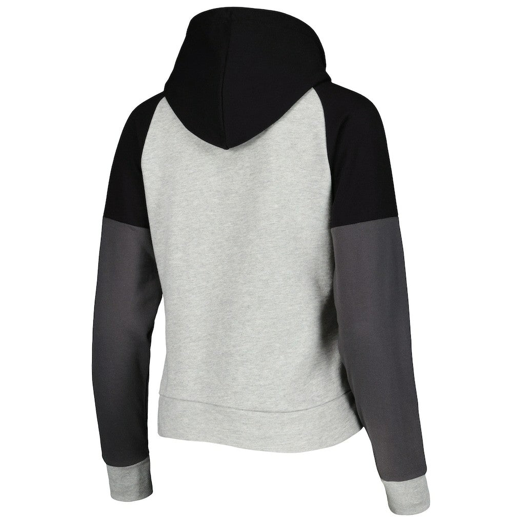 Las Vegas Raiders Antigua Women's Lightweight Jackpot Raglan Half-Zip Pullover Hoodie Heather Gray | NFL
