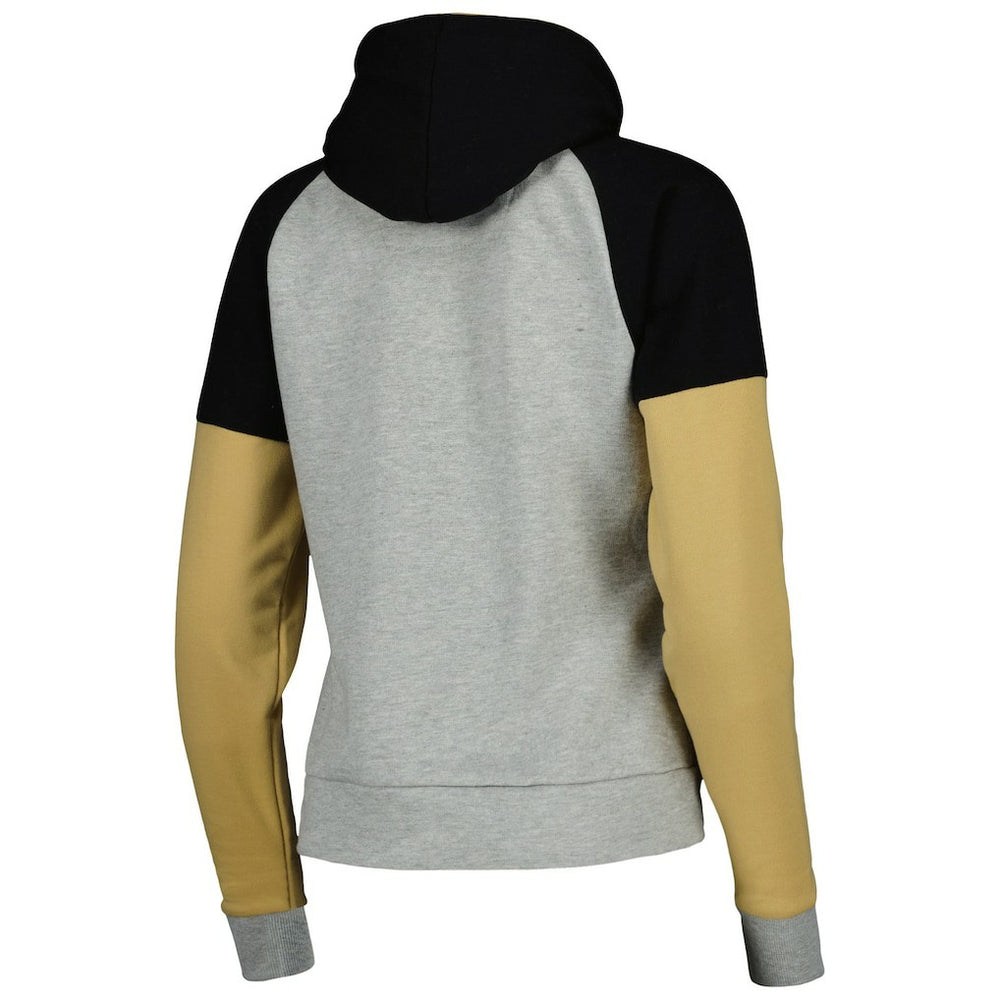 New Orleans Saints Antigua Women's Lightweight Jackpot Raglan Half-Zip Pullover Hoodie Heather Gray | NFL