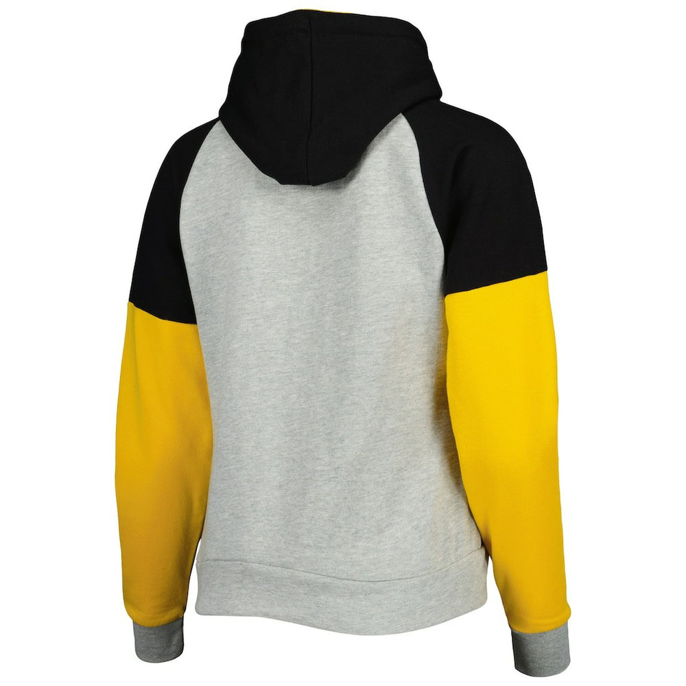 Pittsburgh Steelers Antigua Women's Lightweight Jackpot Raglan Half-Zip Pullover Hoodie Heather Gray | NFL