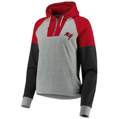 Tampa Bay Buccaneers Antigua Women's Lightweight Jackpot Raglan Half-Zip Pullover Hoodie Heather Gray | NFL