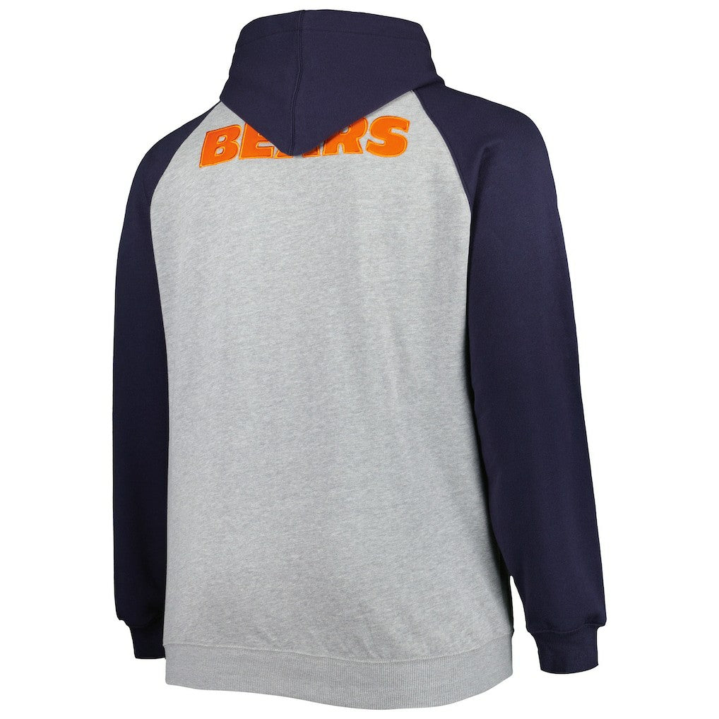 Chicago Bears Big & Tall Fleece Raglan Full-Zip Hoodie Jacket Heather Gray | NFL