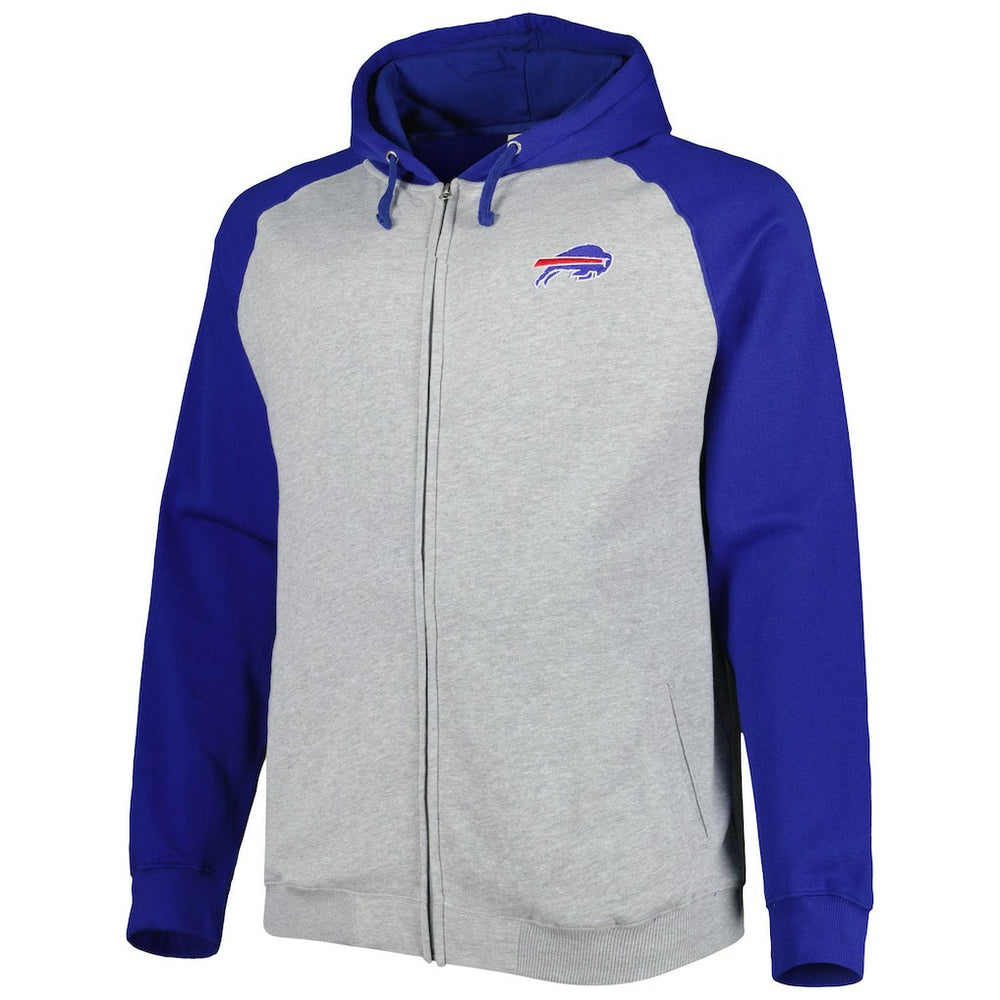 Buffalo Bills Big & Tall Fleece Raglan Full-Zip Hoodie Jacket Heather Gray | NFL