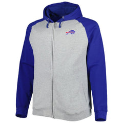 Buffalo Bills Big & Tall Fleece Raglan Full-Zip Hoodie Jacket Heather Gray | NFL