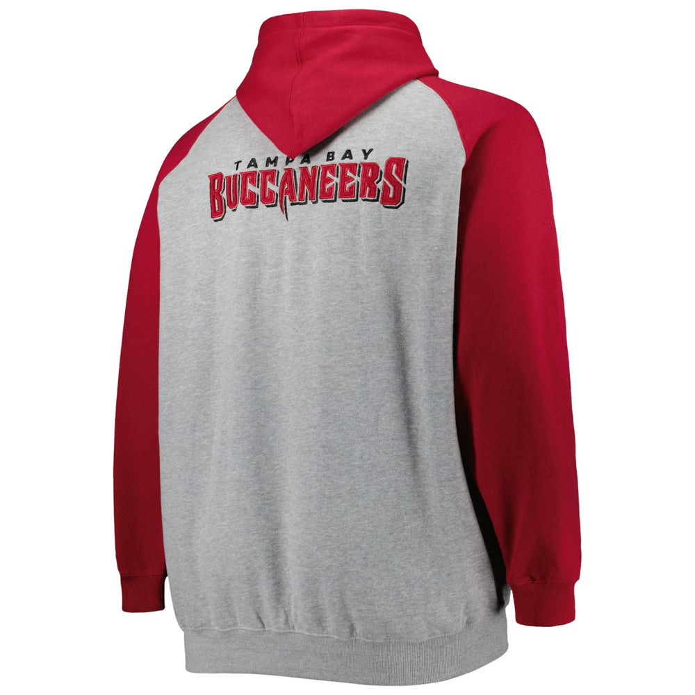 Tampa Bay Buccaneers Big & Tall Fleece Raglan Full-Zip Hoodie Jacket Heather Gray | NFL