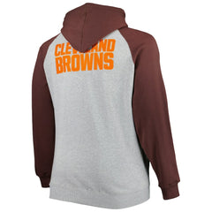 Cleveland Browns Big & Tall Fleece Raglan Full-Zip Hoodie Jacket Heather Gray | NFL