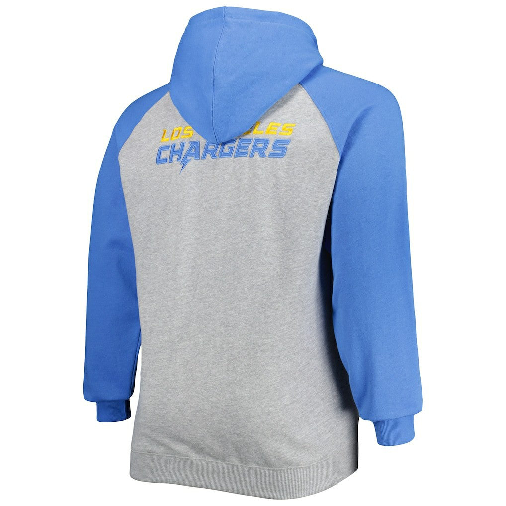 Los Angeles Chargers Big & Tall Fleece Raglan Full-Zip Hoodie Jacket Heather Gray | Fanatics
