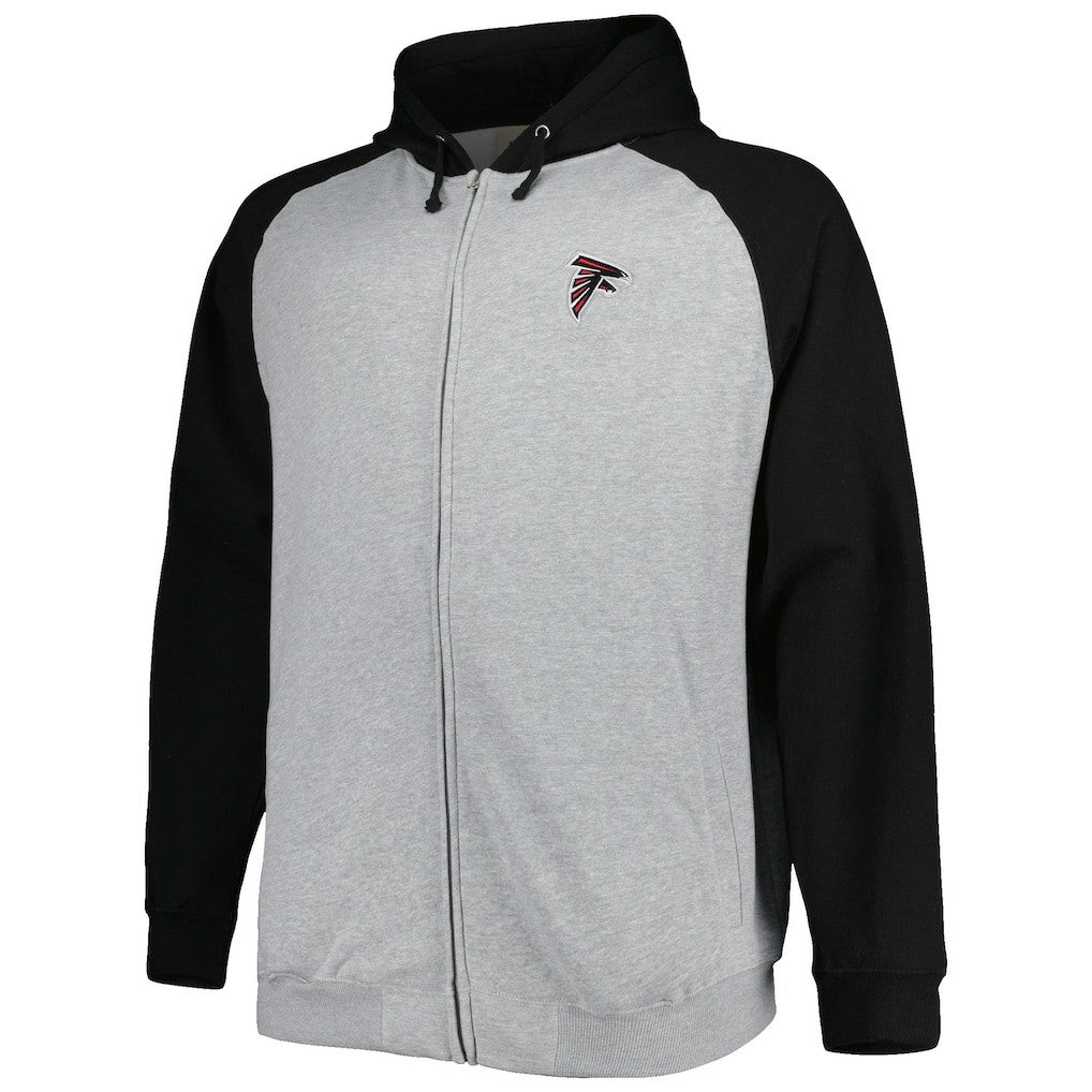 Atlanta Falcons Big & Tall Fleece Raglan Full-Zip Hoodie Jacket Heather Gray | NFL