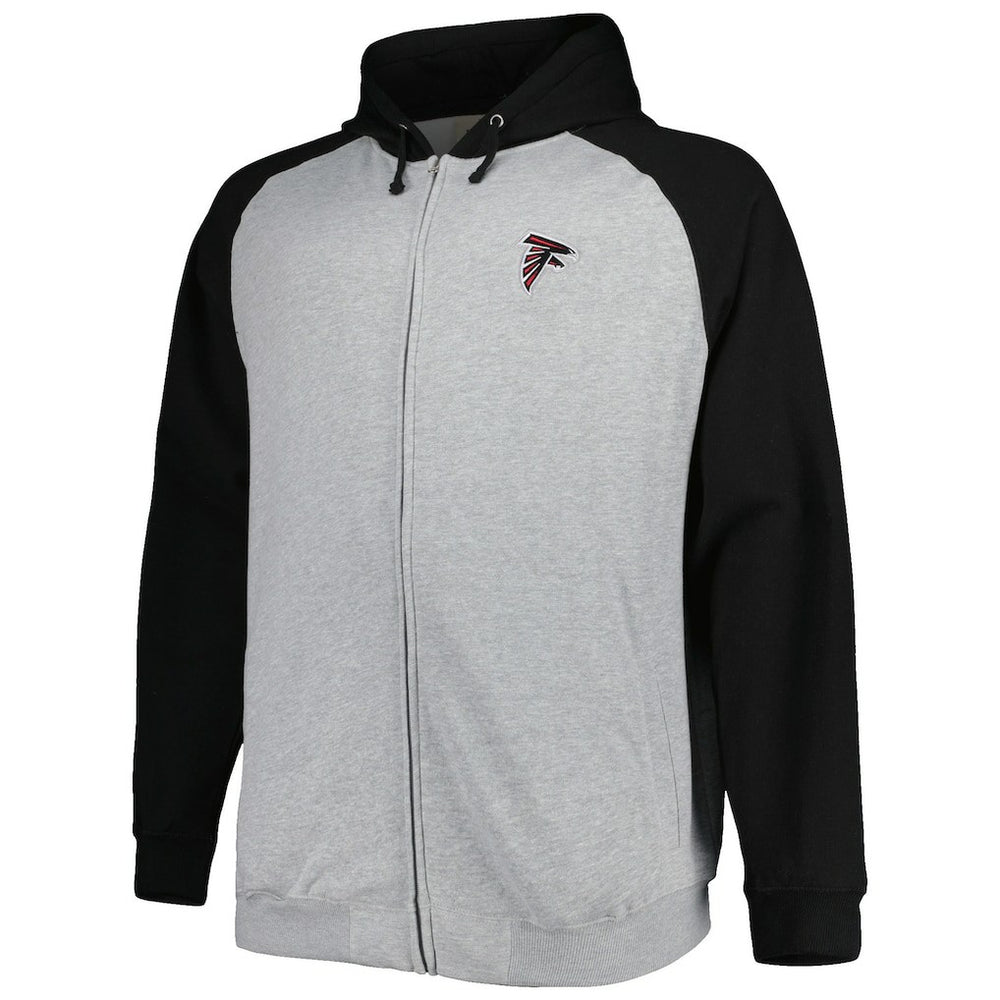 Atlanta Falcons Big & Tall Fleece Raglan Full-Zip Hoodie Jacket Heather Gray | NFL