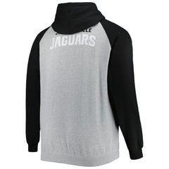 Jacksonville Jaguars Big & Tall Fleece Raglan Full-Zip Hoodie Jacket Heather Gray | NFL