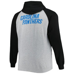 Carolina Panthers Big & Tall Fleece Raglan Full-Zip Hoodie Jacket Heather Gray | NFL
