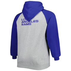 Los Angeles Rams Big & Tall Fleece Raglan Full-Zip Hoodie Jacket Heather Gray | NFL