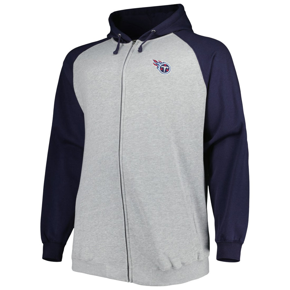 Tennessee Titans Big & Tall Fleece Raglan Full-Zip Hoodie Jacket Heather Gray | NFL