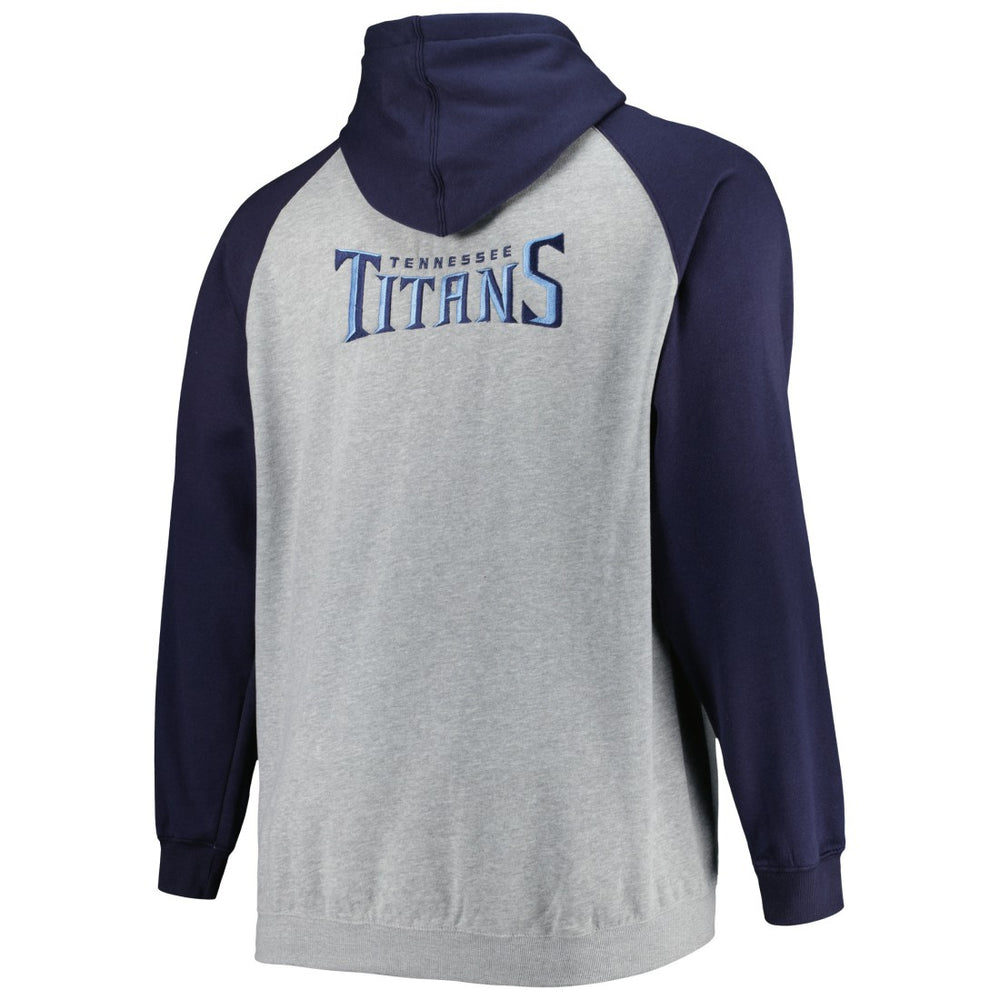 Tennessee Titans Big & Tall Fleece Raglan Full-Zip Hoodie Jacket Heather Gray | NFL