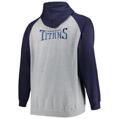 Tennessee Titans Big & Tall Fleece Raglan Full-Zip Hoodie Jacket Heather Gray | NFL