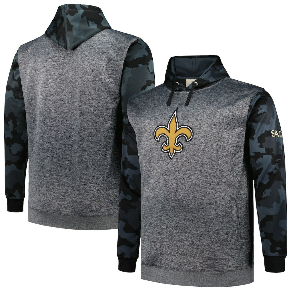 New Orleans Saints Big & Tall Camo Pullover Hoodie Heather Charcoal | Fanatics