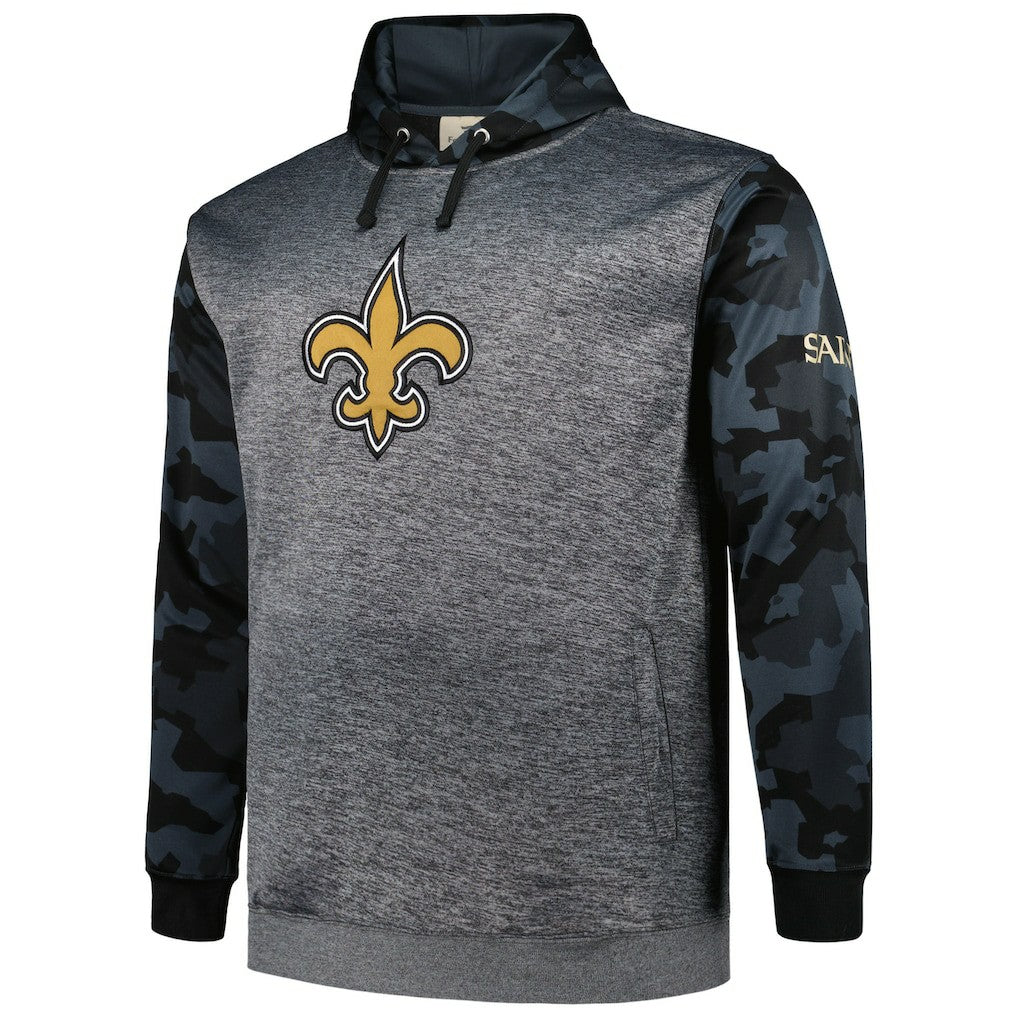 New Orleans Saints Big & Tall Camo Pullover Hoodie Heather Charcoal | Fanatics