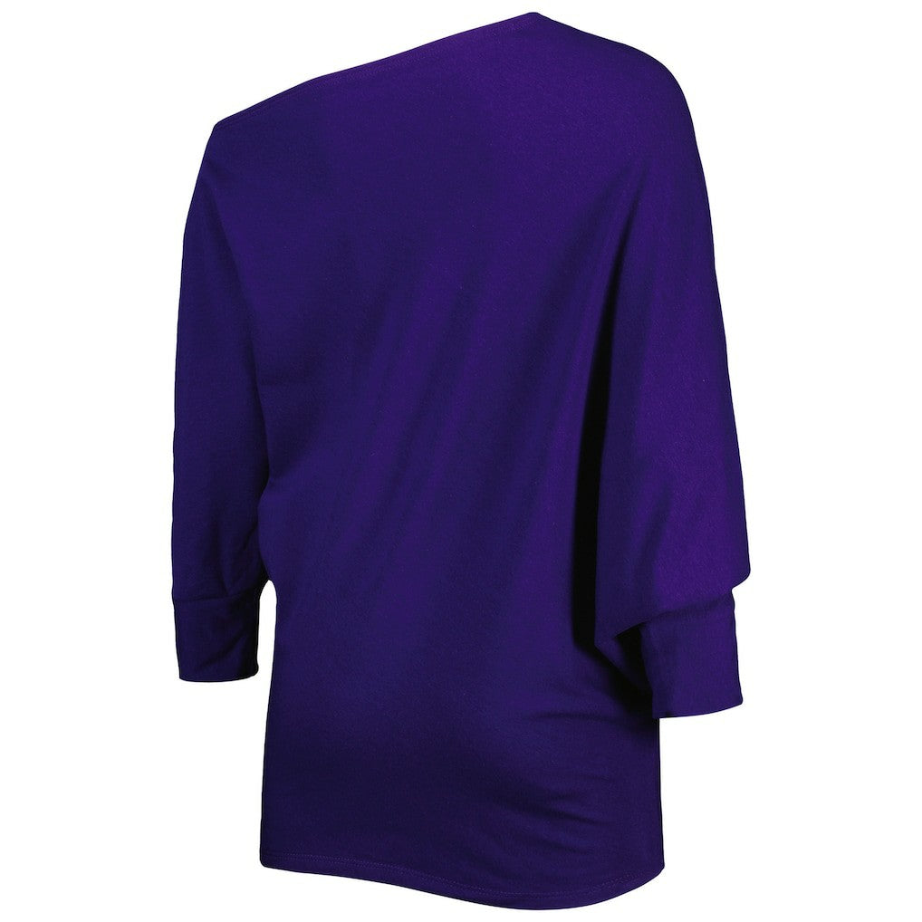 Baltimore Ravens KIYA TOMLIN Women's Twisted Tri-Blend Asymmetrical 3/4-Dolman Sleeve Sweatshirt Purple | NFL