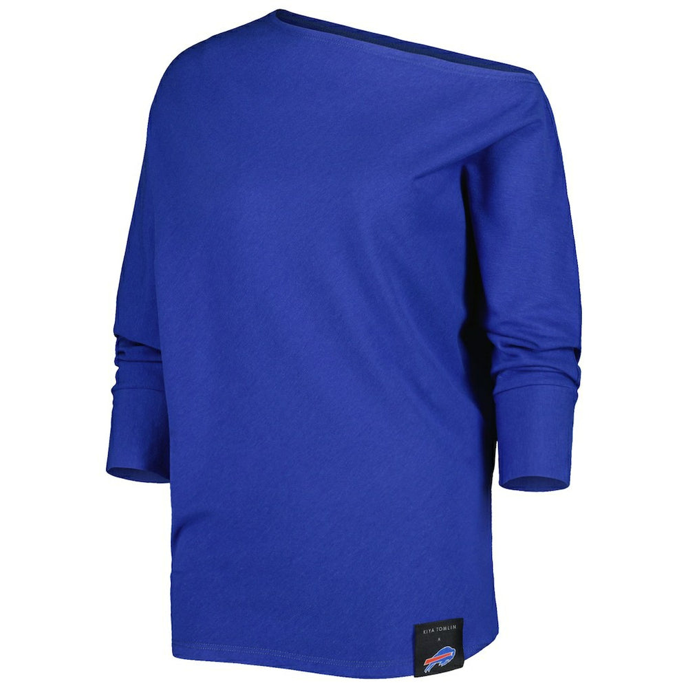 Buffalo Bills KIYA TOMLIN Women's Twisted Tri-Blend Asymmetrical 3/4-Dolman Sleeve Sweatshirt Royal | NFL