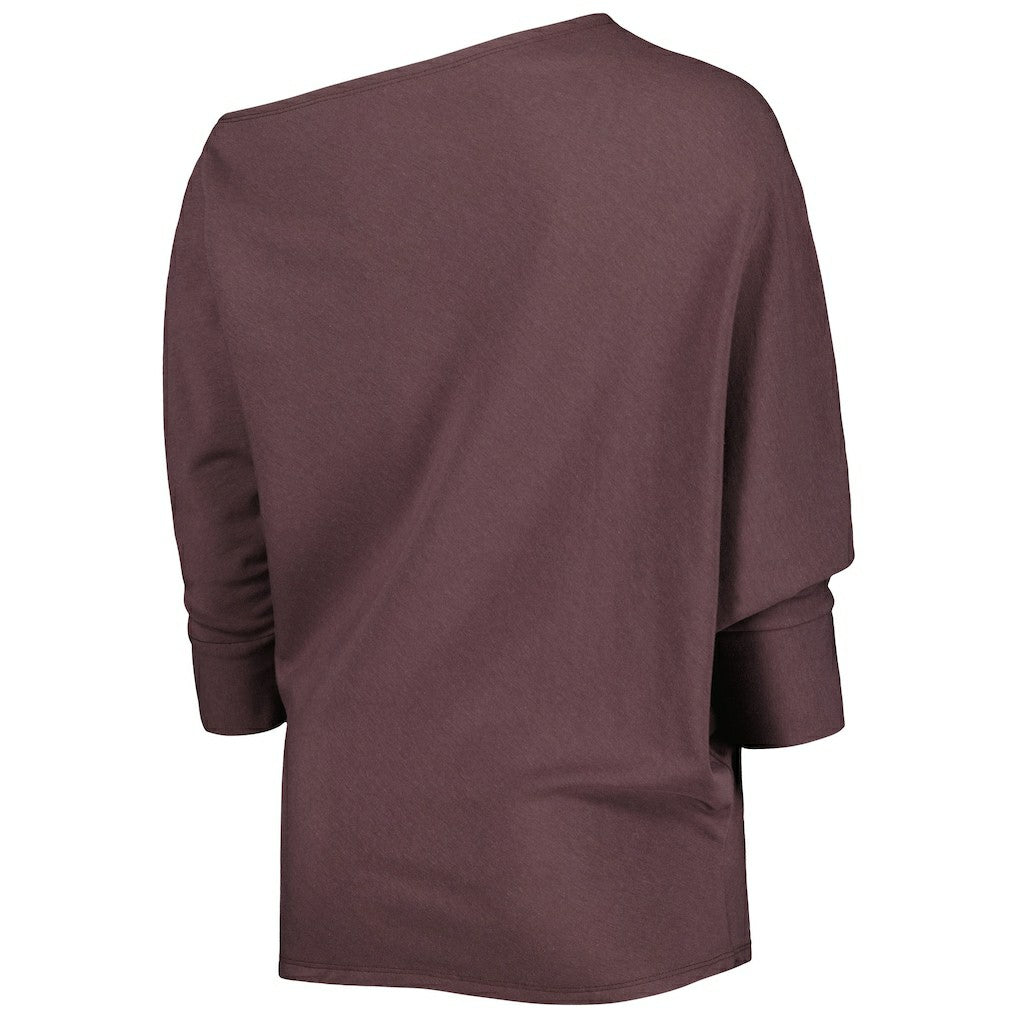 Cleveland Browns KIYA TOMLIN Women's Twisted Tri-Blend Asymmetrical 3/4-Dolman Sleeve Sweatshirt Brown | NFL
