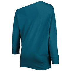 Philadelphia Eagles KIYA TOMLIN Women's Twisted Tri-Blend Asymmetrical 3/4-Dolman Sleeve Sweatshirt Midnight Green | NFL