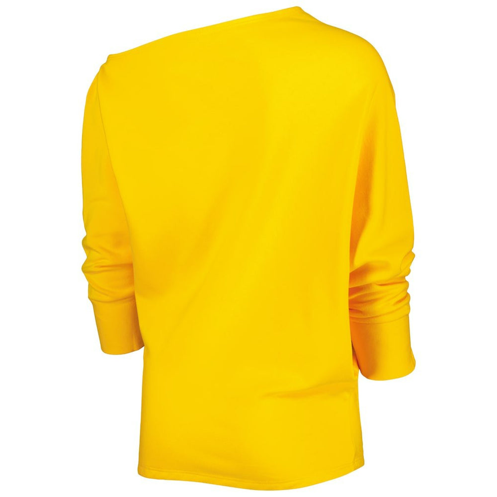 Pittsburgh Steelers KIYA TOMLIN Women's Twisted Tri-Blend Asymmetrical 3/4-Dolman Sleeve Sweatshirt Gold | NFL